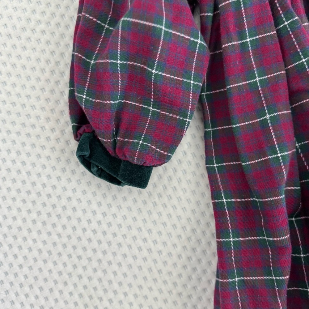 Vintage Carter’s Baby Long Sleeve Plaid Romper with White Floral Collar Size 12m - Picture 5 of 8